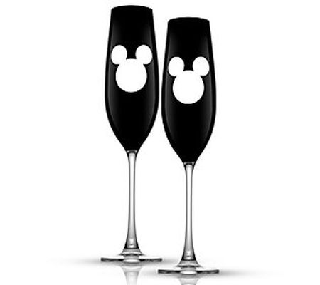 JoyJolt Set of 2 Disney Luxury Mickey Crystal C hampagne Glass