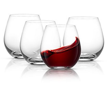 JoyJolt Set of Four 15oz Spirits Stemless Cryst al Wine Glasses