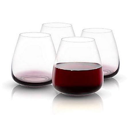 JoyJolt Set of Four 18.2oz Black Swan Crystal R ed Wine Glasses