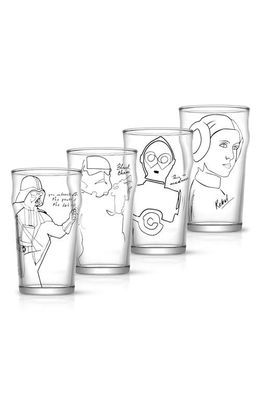 JoyJolt Striking Sketch Tall Drinking Glassware - Set of 4 in Clear