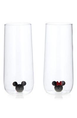 JoyJolt x Disney Mickey & Minnie 3D Icon Set of 2 Drink Glasses