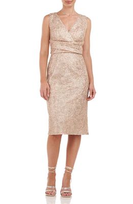 JS Collections Cassidy Sequin V-Neck Cocktail Dress in Rose Gold
