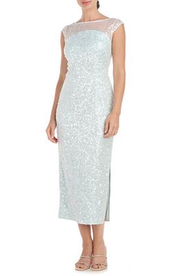 JS Collections Claire Sequin Cap Sleeve Cocktail Dress in Light Aqua