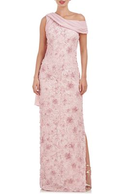 JS Collections Elodie Floral One-Shoulder Cotton Blend Gown in Lilac