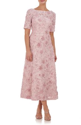 JS Collections Jenni Floral Lace Cocktail Midi Dress in Lilac