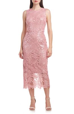 JS Collections Jo Sequin Lace Cocktail Midi Dress in Blush
