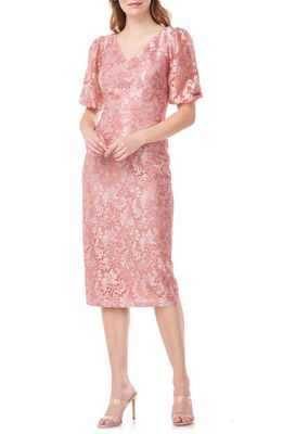 JS Collections Lia Puff Sleeve Cocktail Dress in Rose Cloud