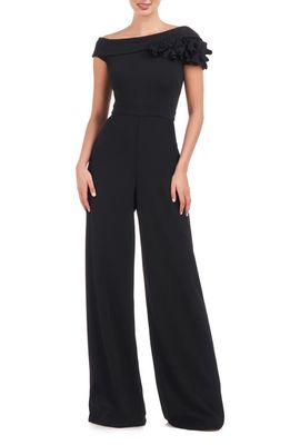 JS Collections Lilith One-Shoulder Wide Leg Jumpsuit in Black
