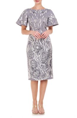 JS Collections Lyra Flutter Sleeve Sequin Cocktail Dress in Silver