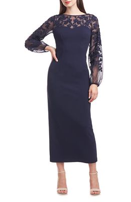 JS Collections Sammi Soutache Long Sleeve Cocktail Dress in Navy