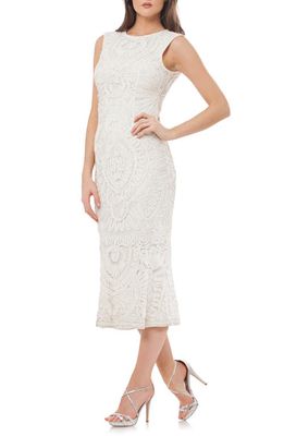 JS Collections Soutache Mesh Dress in Ivory