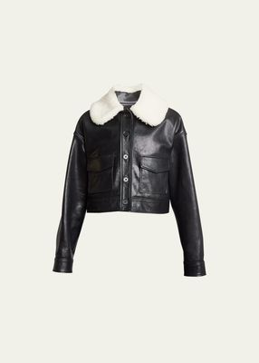 Judd Leather Jacket with Shearling Collar