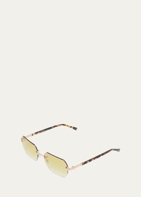 Jude Golden Titanium & Acetate Rectangle Sunglasses