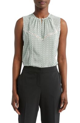 Judith & Charles Andy Print Sleeveless Blouse in Mint Print