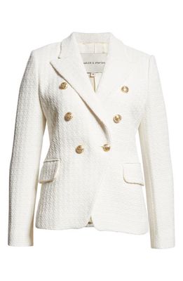 Judith & Charles Rothco Double Breasted Tweed Blazer in Cream