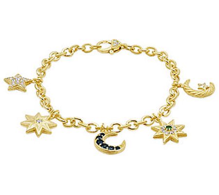 JUDITH Classic Sterling Silver Gold-Clad Moon & Stars Bracelet