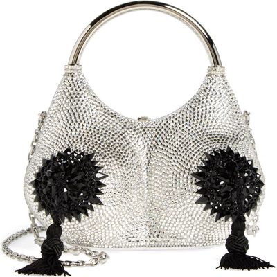 Judith Leiber Bust Pasties Crystal Embellished Top Handle Bag in Silver Rhine Multi 