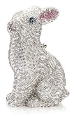 JUDITH LEIBER COUTURE Ava Crystal Embellished Bunny Clutch in Silver Rhine Multi
