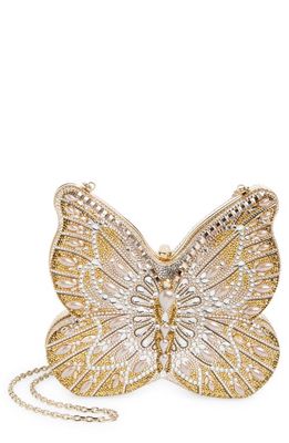 JUDITH LEIBER COUTURE Butterfly Crystal Clutch in Silver Aurum Multi