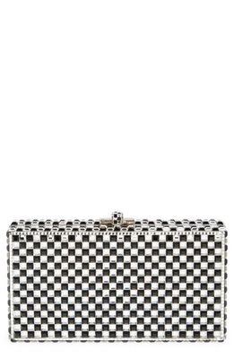 JUDITH LEIBER COUTURE Chessboard Crystal Clutch in Silver Rhine Multi