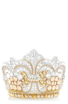 JUDITH LEIBER COUTURE Crown Jewels Crystal Clutch in Champagne Rhine Multi