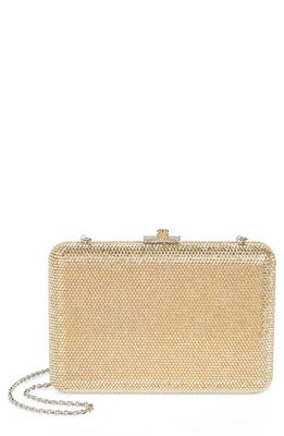 JUDITH LEIBER COUTURE Crystal Embellished Slim Frame Clutch in Silver Prosecco