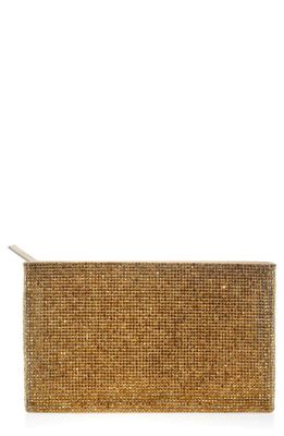 JUDITH LEIBER COUTURE Crystal Pouch in Champagne Metallic Gold