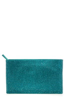 JUDITH LEIBER COUTURE Crystal Pouch in Silver Capri Blue