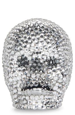 JUDITH LEIBER COUTURE Crystal Skull Pillbox in Silver Rhine