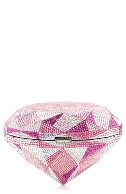 JUDITH LEIBER COUTURE Diamond Shape Crystal Clutch in Silver Light Rose Multi