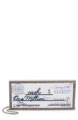 JUDITH LEIBER COUTURE Embellished Million Dollar Check Envelope Clutch in Silver Rhine Multi