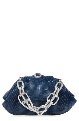JUDITH LEIBER COUTURE Gemma Crystal Clutch in Silver Midnight Navy