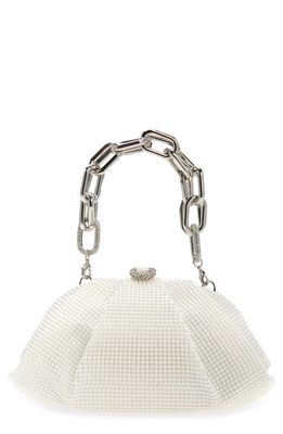JUDITH LEIBER COUTURE Gemma Crystal Clutch in Silver Pearl