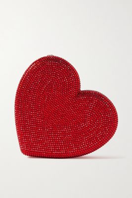 Judith Leiber Couture - Heart Crystal-embellished Silver-tone Clutch - Red