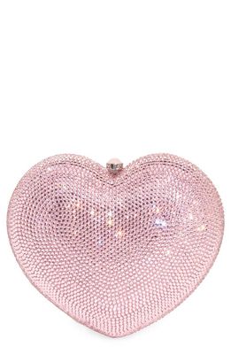 JUDITH LEIBER COUTURE Judith Leiber Lamour Petite Coeur Heart Clutch in Silver Light Rose