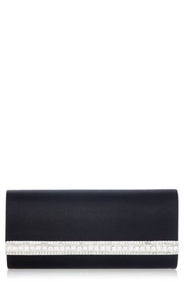 JUDITH LEIBER COUTURE Perry Crystal Bar Satin Clutch in Silver Black