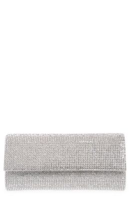 JUDITH LEIBER COUTURE Perry Embellished Satin Clutch in Silver Rhine