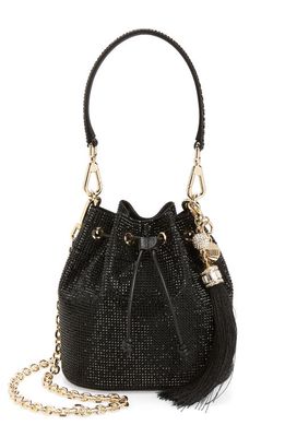 JUDITH LEIBER COUTURE Piper Crystal Embellished Bucket Bag in Champagne Jet