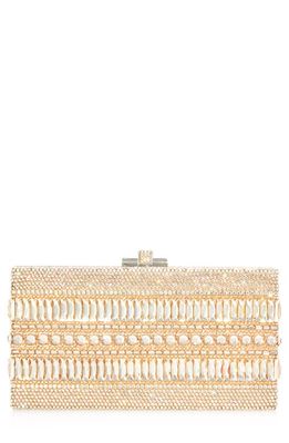 JUDITH LEIBER COUTURE Rectangle Crystal Embellished Box Clutch in Silver Prosecco Multi