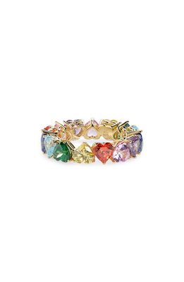 Judith Leiber Couture Small Heart Cubic Zirconia Eternity Ring in Rainbow