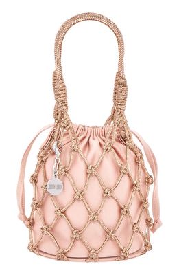 JUDITH LEIBER COUTURE Sparkle Net Pouch Bag in Silver Rose Gold