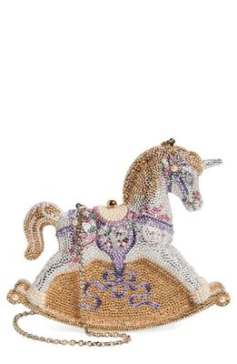 JUDITH LEIBER COUTURE Willow Rocking Horse Clutch in Champagne Multi