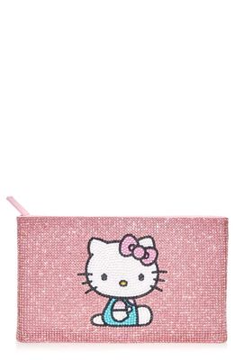 JUDITH LEIBER COUTURE x Hello Kitty Crystal Zip Pouch in Silver Light Rose Multi