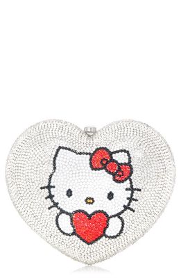 JUDITH LEIBER COUTURE x Hello Kitty Heart Crystal Clutch in Silver Rhine Multi