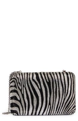 JUDITH LEIBER COUTURE Zebra Seamless Crystal Clutch in Silver Rhine Multi