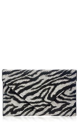 JUDITH LEIBER COUTURE Zebra Stripe Crystal Envelope Clutch