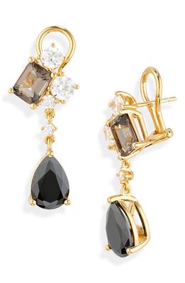 Judith Leiber Cubic Zirconia Cluster & Teardrop Earrings in Gold Black Ombre