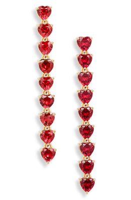 Judith Leiber Heart Cubic Zirconia Linear Drop Earrings in Red 