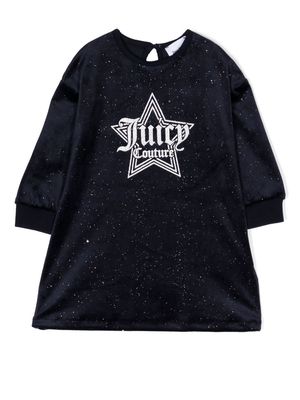 Juicy Couture Kids embroidered-logo star velour dress - Blue