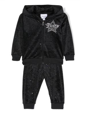 Juicy Couture Kids logo-print velvet tracksuit set - Black
